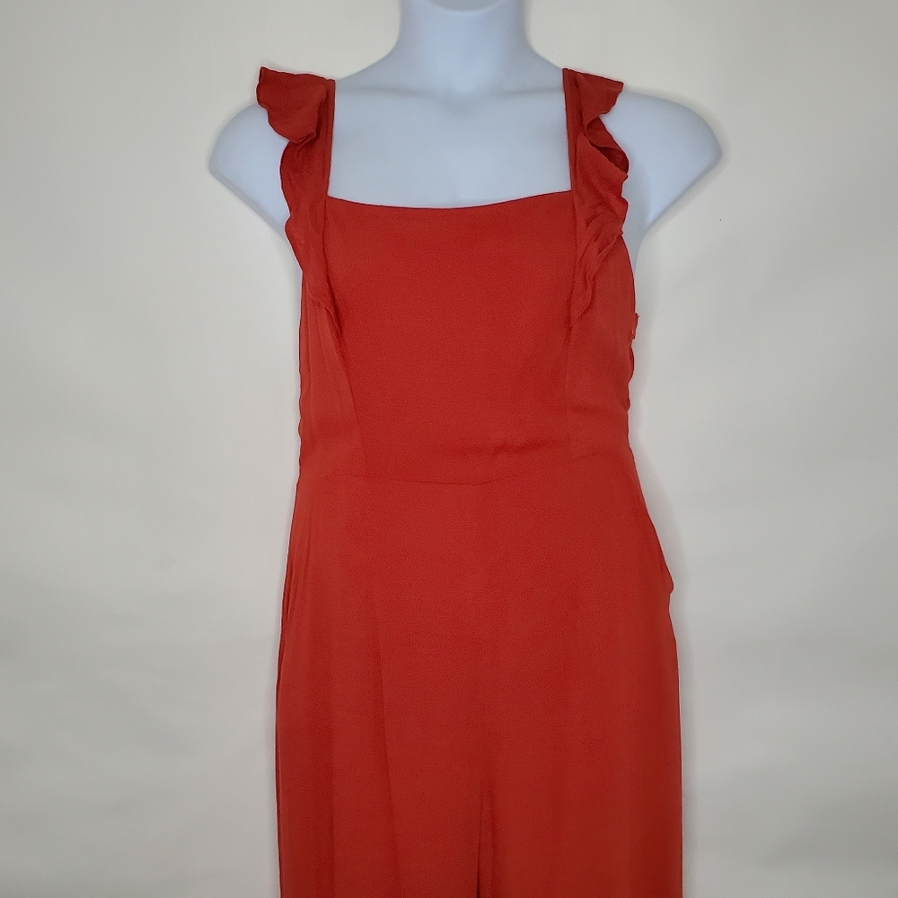 ASTR the Label Wide Leg Jumpsuit Size L Cutout Ruffles Pockets Square Neck NEW - Picture 3 of 15